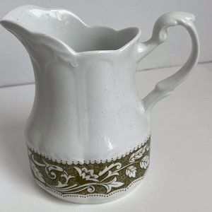 Vintage J & G Meakin Colonial Ironstone England Creamer Floral Print White Green